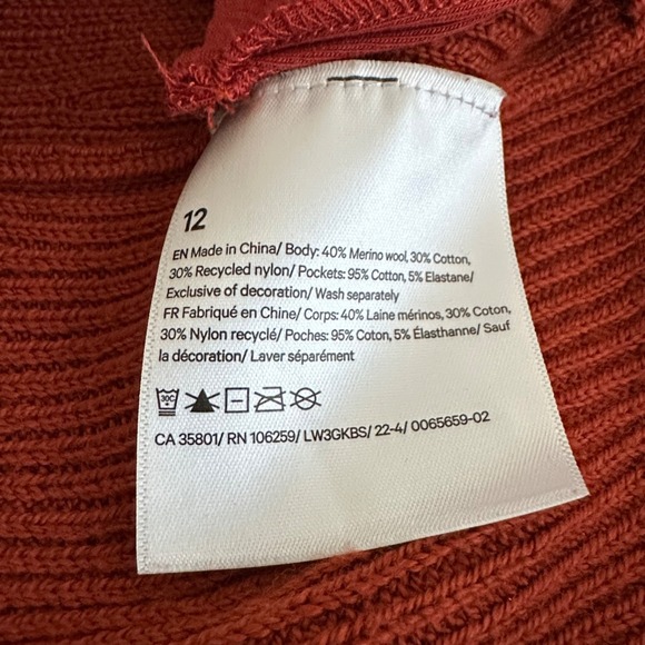 Lululemon Merino Wool-Blend Ribbed Long Wrap Sweater Women 12 Cayenne - Picture 9 of 10